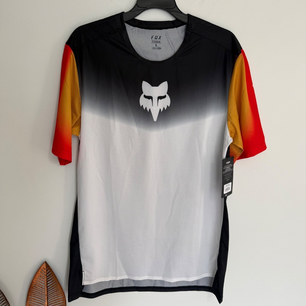 Fox Racing Flexair Novah SS Jersey Mens Large Black White Orange 31011-018-L NWT - Picture 2 of 6